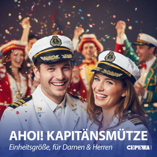 Kapitänsmütze onesize Polyester 23x14x27cm Marinemütze Verkleidung zu Fasching Karnevalskostüm Kopfbedeckung Hut Schirmmütze