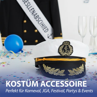 Kapitänsmütze onesize Polyester 23x14x27cm Marinemütze Verkleidung zu Fasching Karnevalskostüm Kopfbedeckung Hut Schirmmütze