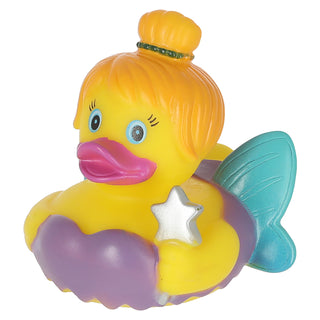 Badeente Fee H8cm PVC gelb bunt Ente Schnabel Badespielzeug Quietscheente Geschenk Zauberente Badewanne