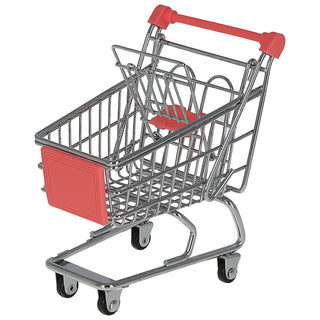 Miniatur Einkaufswagen 9,5x14x12cm Eisen Kunststoff silber rot Mini-Einkaufswagen Supermarkt-Handwagen