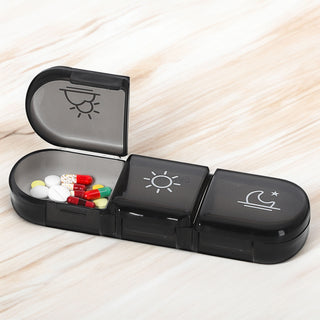 Pillenbox 7 Tage Kunststoff 12x4x16cm Beschriftung Wochentage Tageszeit Medikamentenbox Einzelfächer Pillendose Tablettendose