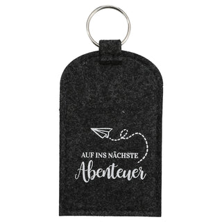 Kofferanhänger 4er Set mit Aufdruck 7x12cm anthrazit 100% Polyester Filz Schüsselring Namensfeld Gepäckanhänger