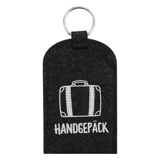 Kofferanhänger 4er Set mit Aufdruck 7x12cm anthrazit 100% Polyester Filz Schüsselring Namensfeld Gepäckanhänger