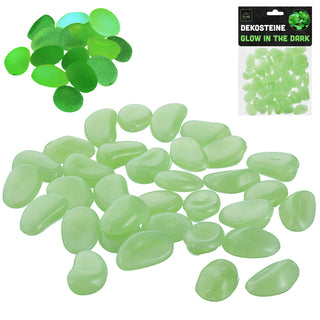 Dekosteine 'Glow in the dark' 2,5-2cm grün Kunststoff 125g Leuchtsteine fluoreszierende Steine Leuchtkiesel