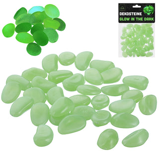 Dekosteine 'Glow in the dark' 2,5-2cm grün Kunststoff 125g Leuchtsteine fluoreszierende Steine Leuchtkiesel