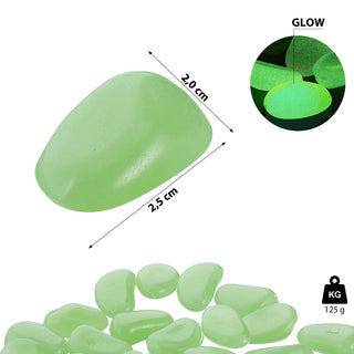 Dekosteine 'Glow in the dark' 2,5-2cm grün Kunststoff 125g Leuchtsteine fluoreszierende Steine Leuchtkiesel