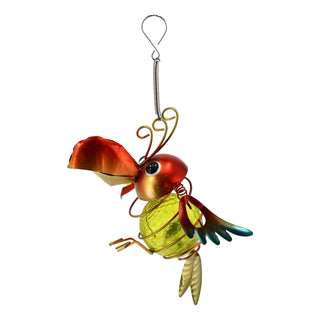 LED Tiere 2er Set zum Aufhängen Springfeder Marienkäfer Papagei bunt 15x12x6cm An-/Ausschalter Gartenfigur batteriebetrieben