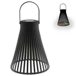 LED Solar Laterne 'Stripes' Henkel 20x24cm Kunststoff schwarz Gartenleuchte warmweiß 1 Leds IP44 Hängelampe