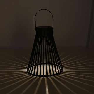 LED Solar Laterne 'Stripes' Henkel 20x24cm Kunststoff schwarz Gartenleuchte warmweiß 1 Leds IP44 Hängelampe