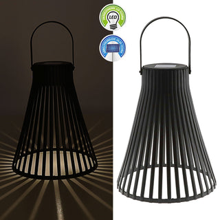LED Solar Laterne 'Stripes' Henkel 20x24cm Kunststoff schwarz Gartenleuchte warmweiß 1 Leds IP44 Hängelampe
