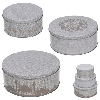 Gebäckdosen Orientalische Muster 3er Set 3 Größen Metall rund Aufbewahrung Keksdose mit Deckel gemustert