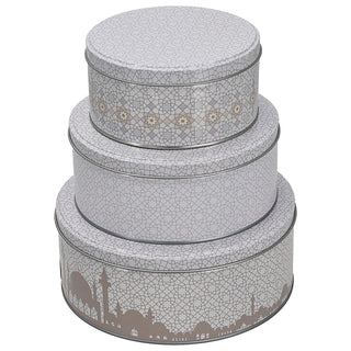 Gebäckdosen Orientalische Muster 3er Set 3 Größen Metall rund Aufbewahrung Keksdose mit Deckel gemustert