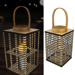 Laterne Soho Sperrholz Glas 16x29cm Gartenlaterne Streben Henkel tragbar Windlicht Leuchte Kerzenständer