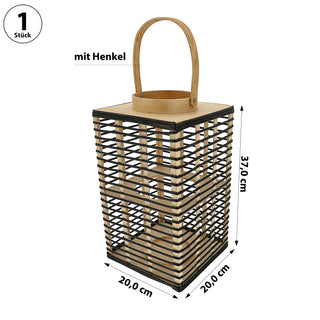 Laterne Soho Sperrholz Glas 20x37cm Gartenlaterne Streben Henkel tragbar Windlicht Leuchte Kerzenständer