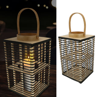 Laterne Soho Sperrholz Glas 20x37cm Gartenlaterne Streben Henkel tragbar Windlicht Leuchte Kerzenständer