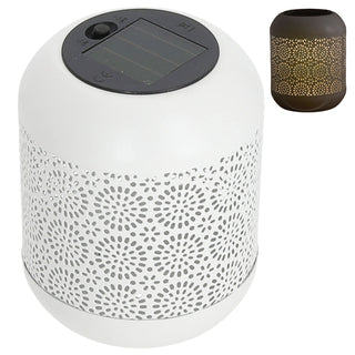 LED Solar Laterne 'Mandala' warmweiß Eisen Kunststoff 11x14cm weiß Outdoor Lampe Blumenmuster gestanzt