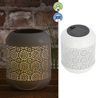 LED Solar Laterne 'Mandala' warmweiß Eisen Kunststoff 11x14cm weiß Outdoor Lampe Blumenmuster gestanzt