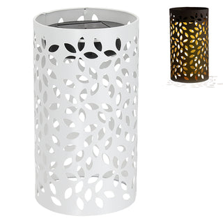 LED Solar Laterne 'Leafs' warmweiß Eisen Kunststoff 11x19,5cm weiß Outdoor Lampe Blattmuster gestanzt