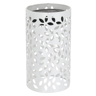 LED Solar Laterne 'Leafs' warmweiß Eisen Kunststoff 11x19,5cm weiß Outdoor Lampe Blattmuster gestanzt