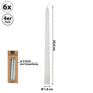 Stabkerze 'Twisted' 24er Set Farbwahl H20cm Paraffin Kerze gedreht Dekokerze Wachskerze Spiratkerze