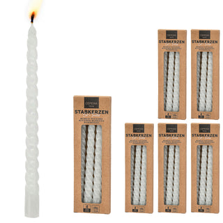 Stabkerze 'Twisted' 24er Set Farbwahl H20cm Paraffin Kerze gedreht Dekokerze Wachskerze Spiratkerze