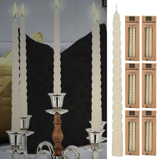 Stabkerze 'Twisted' 24er Set Farbwahl H20cm Paraffin Kerze gedreht Dekokerze Wachskerze Spiratkerze