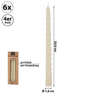 Stabkerze 'Twisted' 24er Set Farbwahl H20cm Paraffin Kerze gedreht Dekokerze Wachskerze Spiratkerze