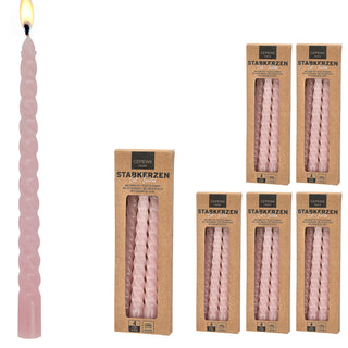 Stabkerze 'Twisted' 24er Set Farbwahl H20cm Paraffin Kerze gedreht Dekokerze Wachskerze Spiratkerze