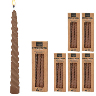 Stabkerze 'Twisted' 24er Set Farbwahl H20cm Paraffin Kerze gedreht Dekokerze Wachskerze Spiratkerze