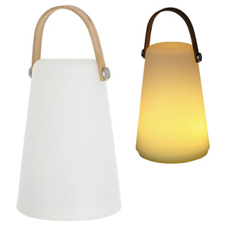 LED Leuchte 'Cone' H20cm weiß braun Kunststoff An-/Ausschalter 49 Lumen warmweiß Henkellampe batteriebetrieben