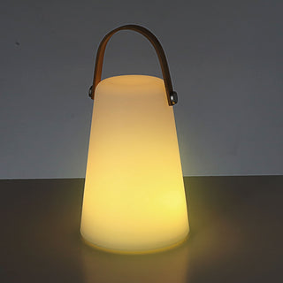 LED Leuchte 'Cone' H20cm weiß braun Kunststoff An-/Ausschalter 49 Lumen warmweiß Henkellampe batteriebetrieben