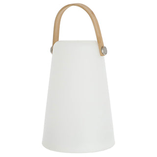 LED Leuchte 'Cone' H20cm weiß braun Kunststoff An-/Ausschalter 49 Lumen warmweiß Henkellampe batteriebetrieben