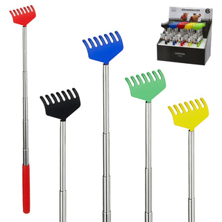 Rückenkratzer Teleskop Edelstahl PVC 4x18x2cm 17bis55cm schwarz grün blau rot gelb ausziehbar Kratzhand Kratzhilfe