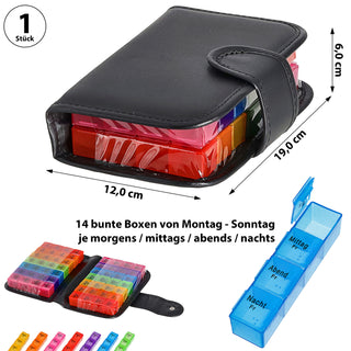 Pillenbox 2 Wochenplaner Buch Kunststoff 12x19cm Beschriftung Wochentage Tageszeit Medikamentenbox Einzelfächer Pillendose Tablettendose
