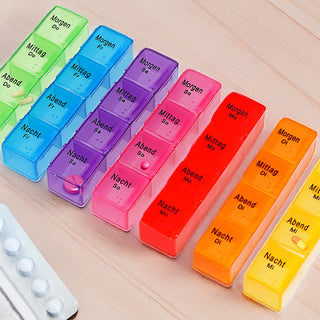 Pillenbox 2 Wochenplaner Buch Kunststoff 12x19cm Beschriftung Wochentage Tageszeit Medikamentenbox Einzelfächer Pillendose Tablettendose