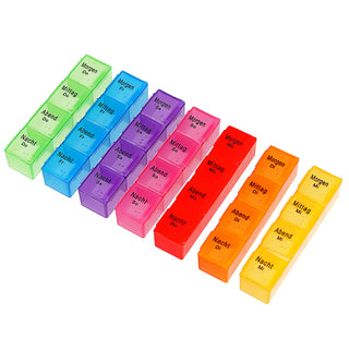 Pillenbox 2 Wochenplaner Buch Kunststoff 12x19cm Beschriftung Wochentage Tageszeit Medikamentenbox Einzelfächer Pillendose Tablettendose