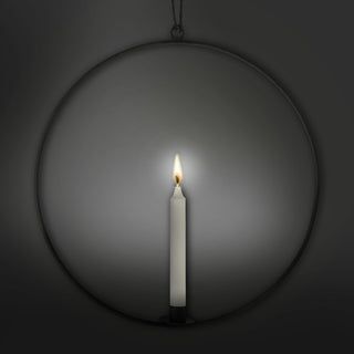 Stabkerzenhalter Ring 2er Set schwarz 40x42cm Metall rund Kerzenhalter 1 Stabkerze Kerzenständer zum Aufhängen2er Set