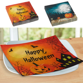 Servietten 80er Set Halloween 2 Motive 3lagige Papierserviette 33x33cm stoffähnlich Tuch Partyzubehör