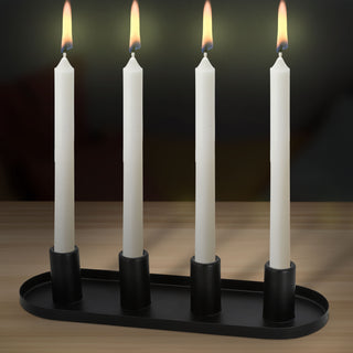 Stabkerzenhalter weiß/schwarz 34,5x11,5x6,5cm Metall oval für 4 Kerzen Kerzenhalter Kerzenständer Stabkerzen