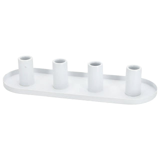 Stabkerzenhalter weiß/schwarz 34,5x11,5x6,5cm Metall oval für 4 Kerzen Kerzenhalter Kerzenständer Stabkerzen