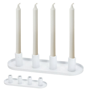 Stabkerzenhalter weiß/schwarz 34,5x11,5x6,5cm Metall oval für 4 Kerzen Kerzenhalter Kerzenständer Stabkerzen