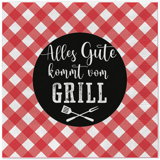 Servietten 'Alles Gute vom Grill' 80er Set 33x33cm 3-lagig Papierserviette stoffähnlich Grillzubehör Tischdeko Grillserviette