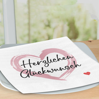 Servietten 'Sprüche' 4 Motive 80er Set 33x33cm 3-lagig Papierserviette stoffähnlich Tuch Herzenssprüche Tischdeko