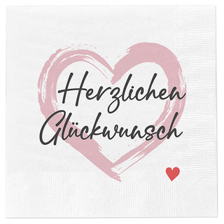 Servietten 'Sprüche' 4 Motive 80er Set 33x33cm 3-lagig Papierserviette stoffähnlich Tuch Herzenssprüche Tischdeko