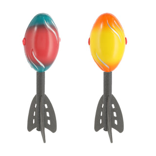 Wurfrakete mit Heuler 2er Set rot gelb H28cm Kunststoff Outdoor-Spielzeug Freizeitspaß Rakete mit Pfeifgeräusch Rakete