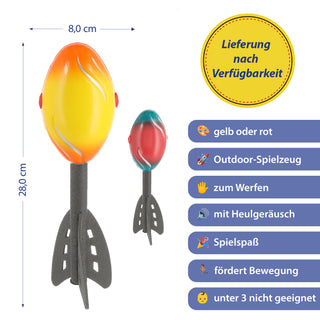 Wurfrakete mit Heuler rot gelb H28cm Kunststoff Outdoor-Spielzeug Freizeitspaß Rakete mit Pfeifgeräusch Rakete