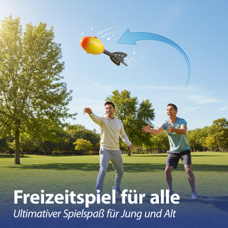 Wurfrakete mit Heuler rot gelb H28cm Kunststoff Outdoor-Spielzeug Freizeitspaß Rakete mit Pfeifgeräusch Rakete
