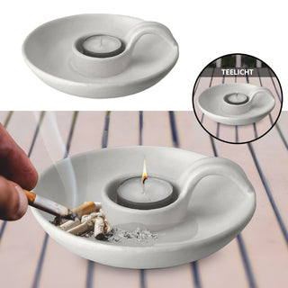 Teelichthalter Aschenbecher Porzellan weiß Ø15,5x5cm Kerzenständer Teelicht Kerze Ascher Raucherzubehör Tischdekoration
