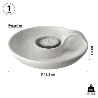 Teelichthalter Aschenbecher Porzellan weiß Ø15,5x5cm Kerzenständer Teelicht Kerze Ascher Raucherzubehör Tischdekoration