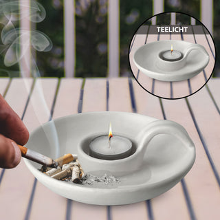 Teelichthalter Aschenbecher Porzellan weiß Ø15,5x5cm Kerzenständer Teelicht Kerze Ascher Raucherzubehör Tischdekoration